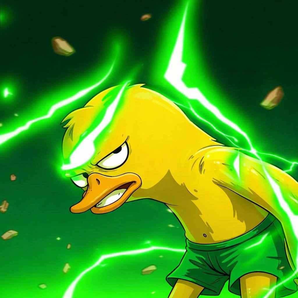 QUACKY charged with green lightning