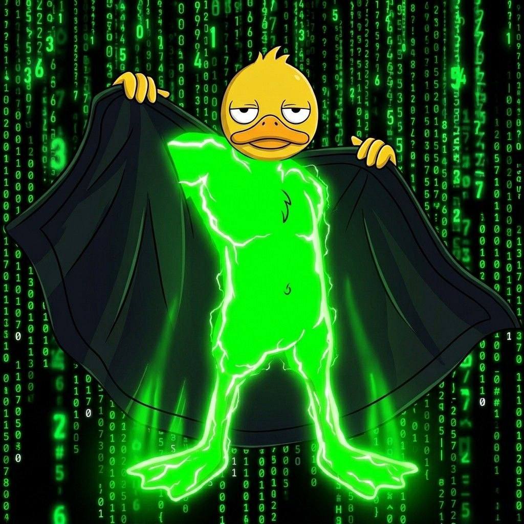QUACKY opening a cape of green code